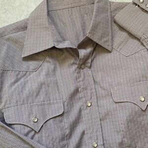 Pearl Snap Western Shirt Mens L 16/34 Light Plaid Check Westmoor Excellent Used